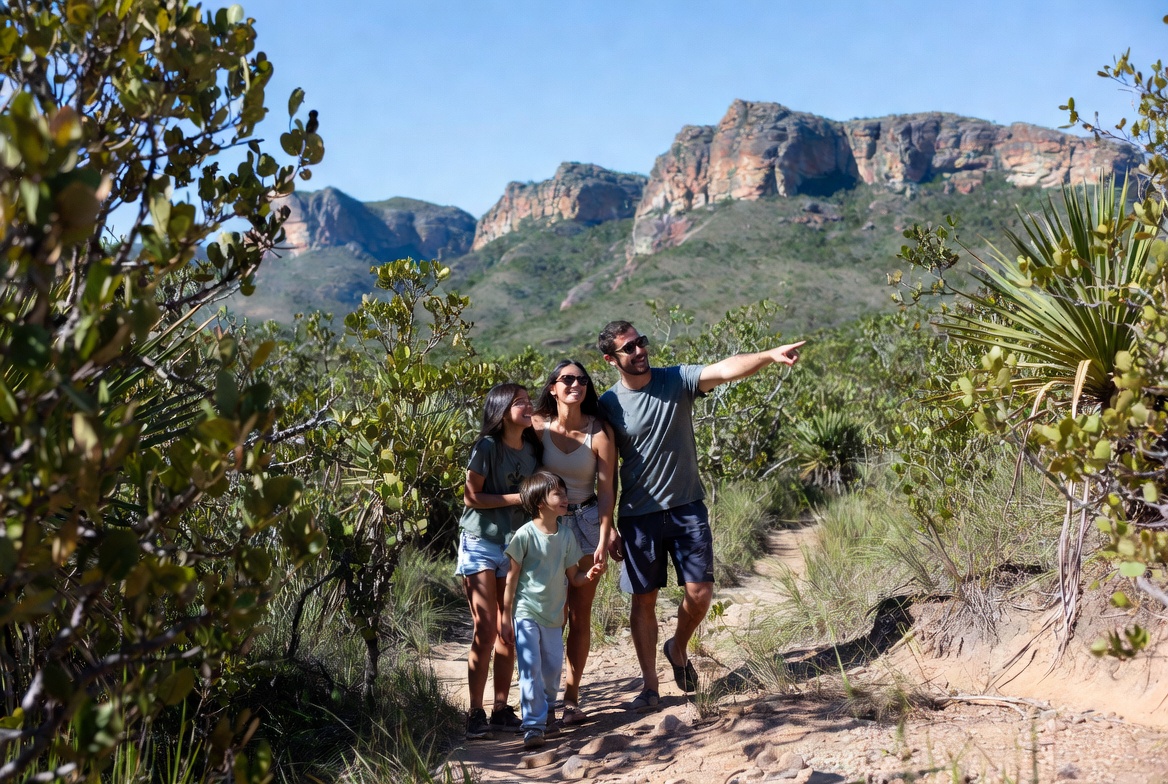 Família na trilha